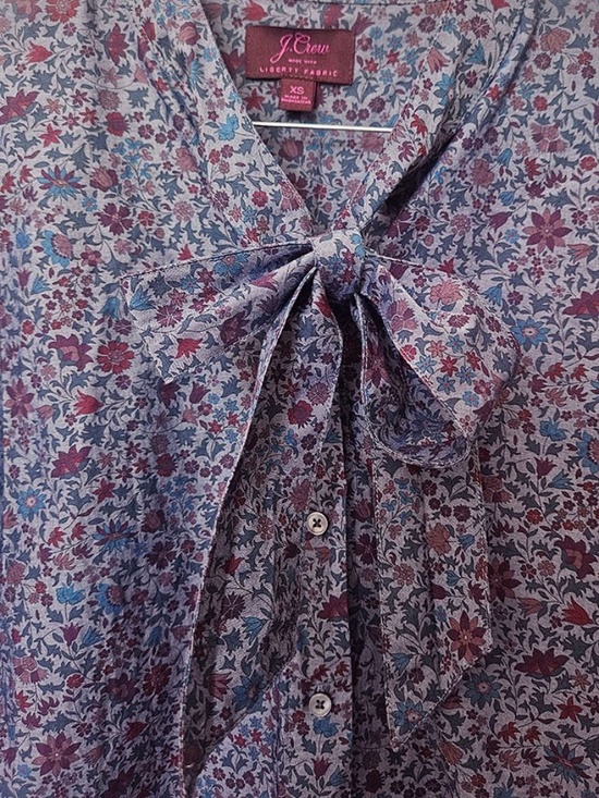 J. Crew Tops - J.Crew x Liberty London Tie-Neck Blouse in "Colombo Chambray" Size XS